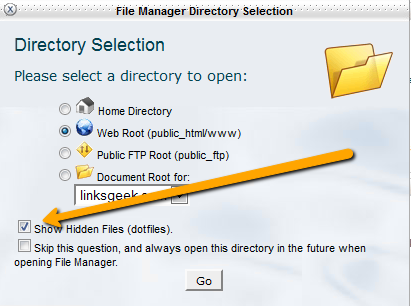 CPanel Show Hidden Files